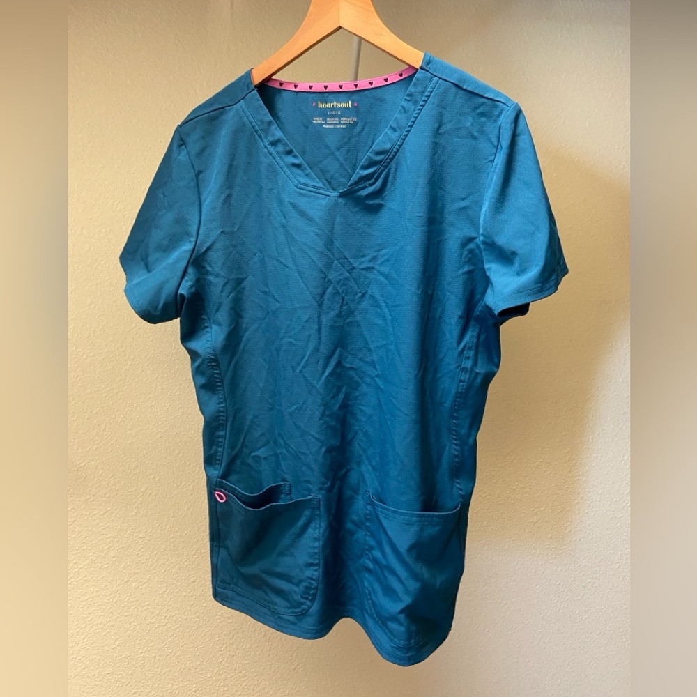 Large Teal HeartSoul Scrubs Top